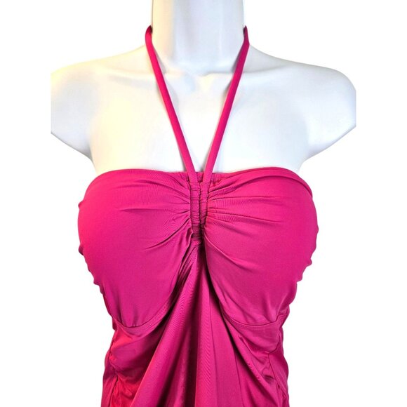 Aqua Eve Womens Halter Tankini Bandeau Swimsuit Two-Piece Set Size Large Pink - Picture 4 of 10
